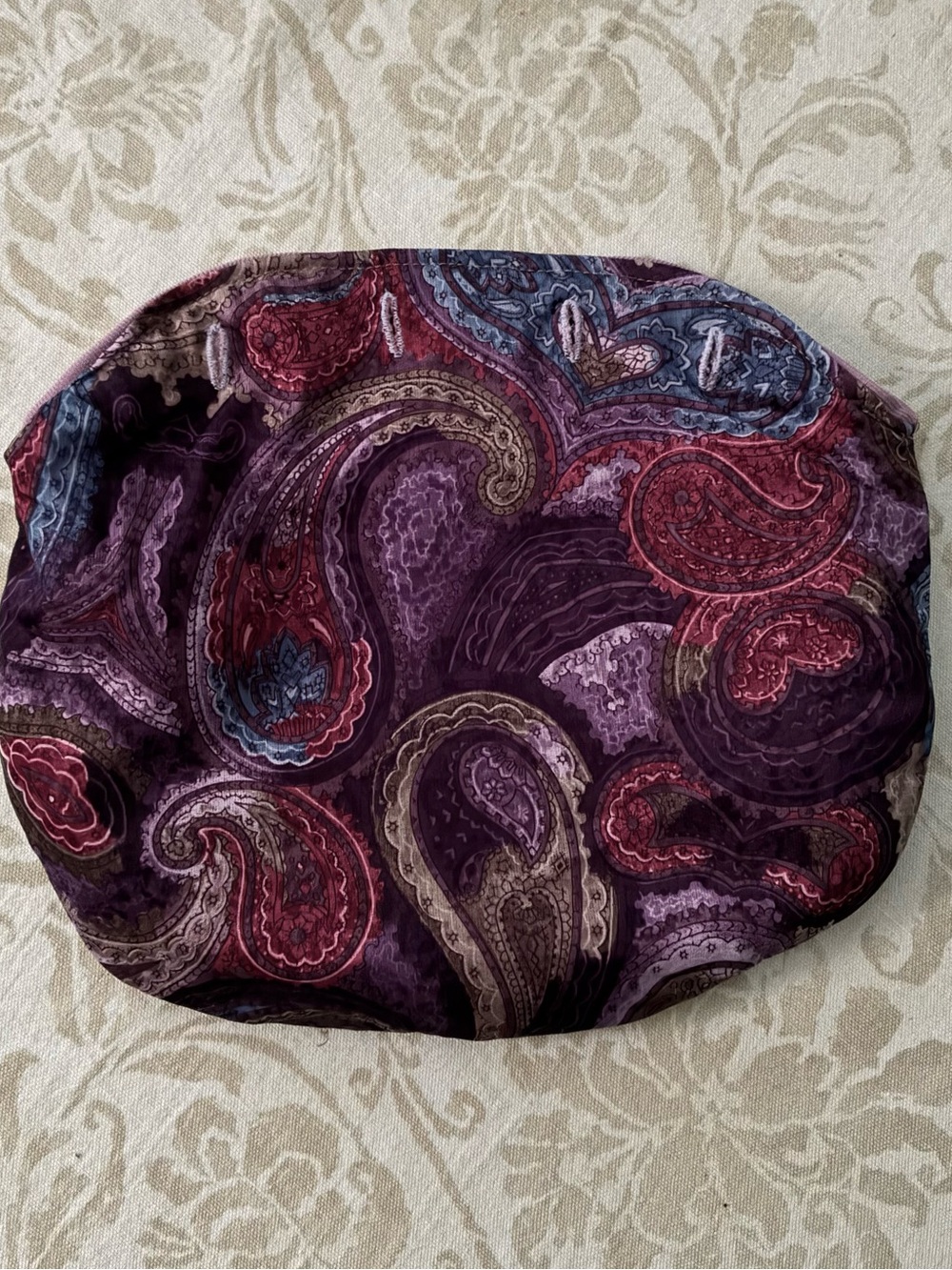 Bermuda Bag Cover Purple Paisley Mauve Reversible 4 Button Vintage